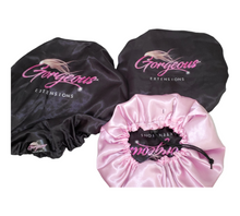 Load image into Gallery viewer, GORGEOUS PINK &amp; BLACK  ADULT REVERSIBLE BONNET!
