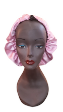 Load image into Gallery viewer, GORGEOUS PINK &amp; BLACK  ADULT REVERSIBLE BONNET!
